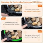 Lifewit Cat Litter Box, Litter Box with Faux Plant & Scoop, Cat Litter Box Enclosure in Living Room, Bedroom, Corner, Hidden Litter Box with Odor Control System & Infrared Sensor Auto On/Off, Black - Image 9