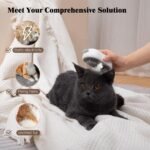 Cat Steam Brush for Shedding,3-in-1 Cat Brushes for Long&Short Haired Cats,Cat Grooming Brush Easily Removing Loose Hair with One-click Cleaning Button (White) - Image 3