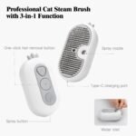 Cat Steam Brush for Shedding,3-in-1 Cat Brushes for Long&Short Haired Cats,Cat Grooming Brush Easily Removing Loose Hair with One-click Cleaning Button (White) - Image 8