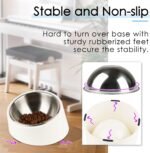 SuperDesign Mess Free 15° Slope Bowl for Dogs and Cats, Tilted Angle Bulldog Bowl Pet Feeder, Non-Skid & Non-Spill, Easier to Reach Food S/0.5 Cup White - Image 5