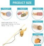 Natural Cat Toys Set, Eco-Friendly Interactive Toys with Feather Mice, Fiber Balls, Wand & Teething Toys | Gift for Cats & Kittens - Image 5