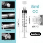 10 Pack 5ml Luer Lock Syringe with Cap and Soft Plastic Tube, Individually Wrapped, Suitable for Pet Feeding, Liquids Measuring Ink Dispensing - Image 3