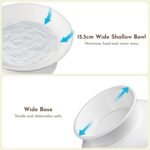 2Pcs Elevated Cat Bowls 15.3cm/6in Wide, Raised Ceramic Cat Dishes Anti Vomiting, Shallow Pet Food Bowls with Stand, Whisker Friendly Neck Protective Pet Feeders, Dishwasher Safe (White) - Image 8