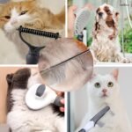 Dog and Cat Grooming Brush Shedding Kit. Brush for dogs and cats, double sided rake comb, bath brush, flea comb, stainless steel comb will give comfort to your pets. (Grey) - Image 4