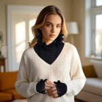 Fake Collar Shirt Detachable Dickey Collar Cuff Chiffon Faux False Half Shirts for Women (Black) - Image 3