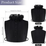 Fake Collar Shirt Detachable Dickey Collar Cuff Chiffon Faux False Half Shirts for Women (Black) - Image 5