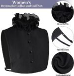 Fake Collar Shirt Detachable Dickey Collar Cuff Chiffon Faux False Half Shirts for Women (Black) - Image 6