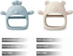PandaEar 2 Pack Silicone Baby Teething Toys| Baby Hand Teether Mitten for Sucking Needs| Baby Chew Toys Hand Pacifier for Soothing Teething Pain Relief (White/Blue) - Image 4