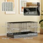 PawHut Guinea Pig Cage, Rabbit Cage Bunny Enclosure Small Animal Playpen with Removable Top, Separate Areas, Waterproof Bottom Liner, Ramp, Perch, for Hedgehogs, Black - Image 8