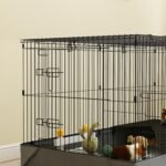 PawHut Guinea Pig Cage, Rabbit Cage Bunny Enclosure Small Animal Playpen with Removable Top, Separate Areas, Waterproof Bottom Liner, Ramp, Perch, for Hedgehogs, Black - Image 9