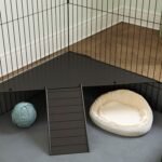 PawHut Guinea Pig Cage, Rabbit Cage Bunny Enclosure Small Animal Playpen with Removable Top, Separate Areas, Waterproof Bottom Liner, Ramp, Perch, for Hedgehogs, Black - Image 10