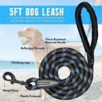Candure Dog Leash for Medium Dogs and Small Dogs, 5 FT Reflective Dog Lead with Soft Padded Anti Slip Comfortable Handle, Suitable for Running, Hiking & Training (Black) - Image 4