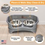 Neater Feeder Express Mess Proof Dog Bowls Elevated for Small Breeds Under 15 Lb, Made in USA, No Spill Raised Dog Food Bowl Stand, Stainless Steel Food and Water Bowl Set, Feeding Station, Grey - Image 7