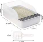 Lawei Open Top Cat Litter Box with High Side, Anti-Splashing Cats Litter Pan with with Litter Sifting Scoop, Semi-Closed Detachable Cat Cleaning Basin Kitten Toilet for Small Animal/Rabbit - Image 3