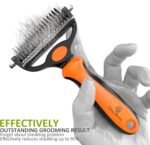 Spring Blossoms-2 in 1 Professional Grooming Rake for Cats & Dogs-Dematting Comb for Easy Mats & Tangles Removing,Pet Brush Safe No More Nasty Shedding and Flying Hair (Orange) - Image 3