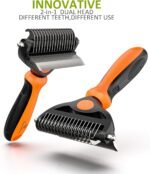 Spring Blossoms-2 in 1 Professional Grooming Rake for Cats & Dogs-Dematting Comb for Easy Mats & Tangles Removing,Pet Brush Safe No More Nasty Shedding and Flying Hair (Orange) - Image 5