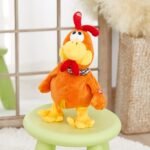 Houwsbaby Squawking Chicken Musical Stuffed Animal with a bib Walking Singing Waving Rooster Electronic Interactive Plush Toy Gift for Kids Boys Girls Holiday Birthday, 38CM (Orange) - Image 3