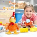 Houwsbaby Squawking Chicken Musical Stuffed Animal with a bib Walking Singing Waving Rooster Electronic Interactive Plush Toy Gift for Kids Boys Girls Holiday Birthday, 38CM (Orange) - Image 4