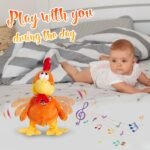Houwsbaby Squawking Chicken Musical Stuffed Animal with a bib Walking Singing Waving Rooster Electronic Interactive Plush Toy Gift for Kids Boys Girls Holiday Birthday, 38CM (Orange) - Image 6