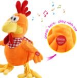Houwsbaby Squawking Chicken Musical Stuffed Animal with a bib Walking Singing Waving Rooster Electronic Interactive Plush Toy Gift for Kids Boys Girls Holiday Birthday, 38CM (Orange) - Image 7