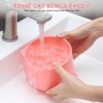 2-Pack Slow Feeder Cat Bowls, Raised Elevated Design with Anti-Slip Base & Ergonomic Neck Relief - Durable Plastic Pet Food Dishes (Pink & Green) - Image 8