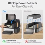 Stainless Steel Litter Box with Lid, XL Extra Large Enclosed Cat Litter Box for Big Cats 110° Flip Cover, Top Entry Metal High Sided Litter Box & Pedal & Scoop, Anti-Leakage (Black) - Image 3