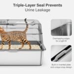 Stainless Steel Litter Box with Lid, XL Extra Large Enclosed Cat Litter Box for Big Cats 110° Flip Cover, Top Entry Metal High Sided Litter Box & Pedal & Scoop, Anti-Leakage (Black) - Image 4