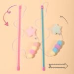 JJLFresheners 2 Pcs Cat Stick Toy, Elastic Rope Plush Ball Star Pendant Bite-Resistant Comfortable Grip Relieve Boredom Handmade Cat Teaser Wand, Pink - Image 3