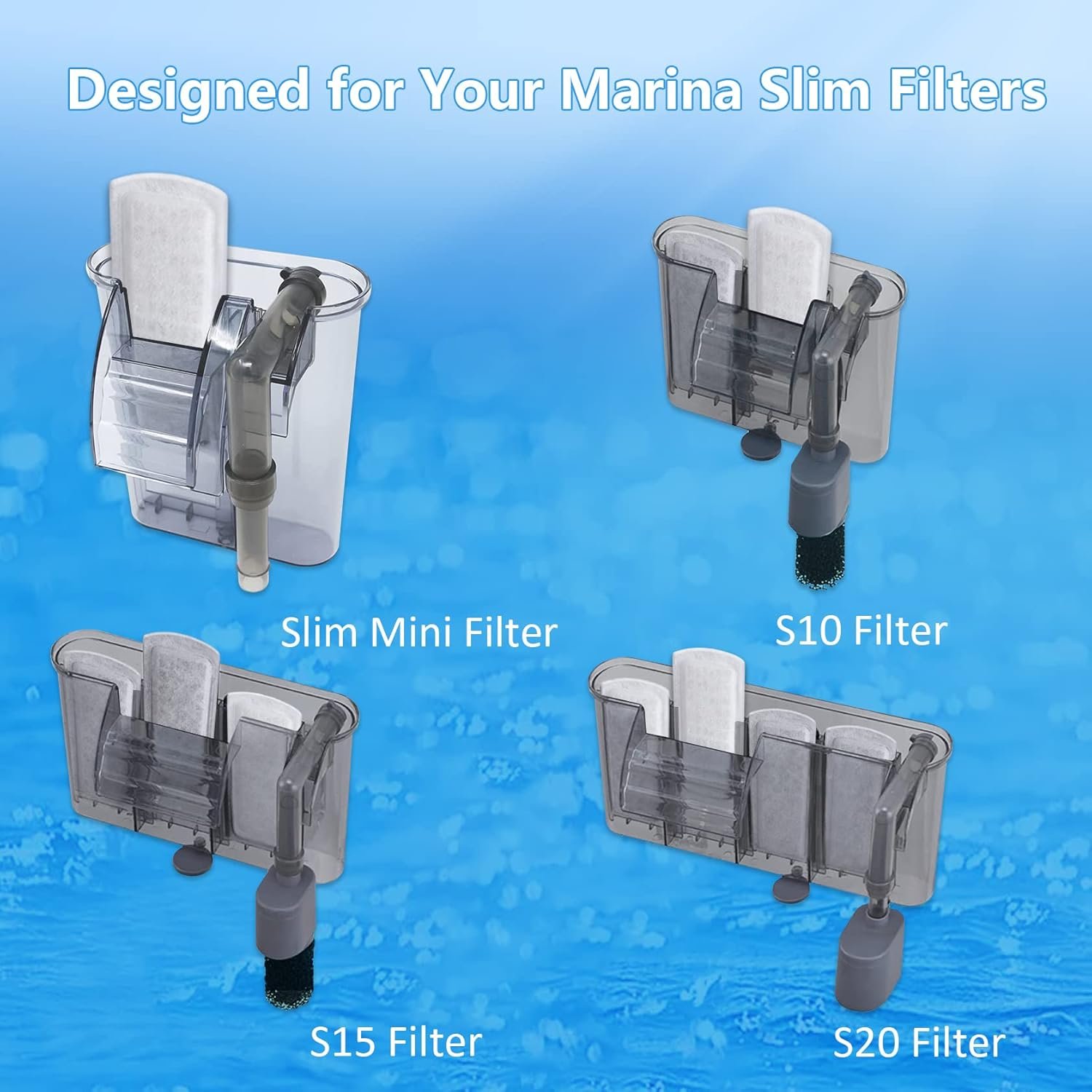 6/12 Pack Fish Tank Filter Cartridges for Marina Slim Filters S10/S15/S20 - Quadruple Filtration - Replacement Filter Cartridges for Marina Slim Filters - Image 3