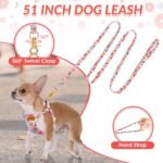 Lukovee Puppy Harness and Leash Set, No Pull Lightweight Pet Harness Vest for Puppy Small and Medium Size Dog, Adjustable Soft Suede Dog Leash Set (Flower-XXS) - Image 6