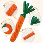 Dog Rope Toy, Cute Carrot Tug of War Dog Toy with Crinkle Paper Tags - Image 4