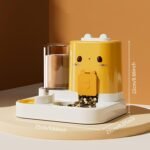 Automatic Pet Feeder for Dogs & Cats, 2-in-1 Auto Pet Feeder with Water Dispenser - Cute Detachable Food & Water Station for Puppy, Cat Feeding Bowl for Small Animals (Pink) - Image 6