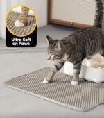 Conlun Cat Litter Mat Trapper, 58x42cm Honeycomb Double Layer Tapis Litiere Chat, Urine & Waterproof Litter Box Mat, Easy to Clean Non-Slip Kitty Matt for Floor, Grey - Image 4