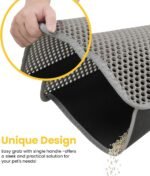Conlun Cat Litter Mat Trapper, 58x42cm Honeycomb Double Layer Tapis Litiere Chat, Urine & Waterproof Litter Box Mat, Easy to Clean Non-Slip Kitty Matt for Floor, Grey - Image 7