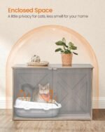 Feandrea Cat Litter Box Enclosure, Litter Box Furniture Hidden, Indoor Cat House, End Table, 70 x 50 x 50 cm, Heather Greige UPCL022K01 - Image 5