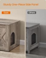 Feandrea Cat Litter Box Enclosure, Litter Box Furniture Hidden, Indoor Cat House, End Table, 70 x 50 x 50 cm, Heather Greige UPCL022K01 - Image 7