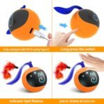 Migipaws Interactive Cat Ball Toy Set, Fun Tracker, Automatic Moving Chase Ball with Fluffy Tail, A Small Mice, Rechargeable (Orange) - Image 7