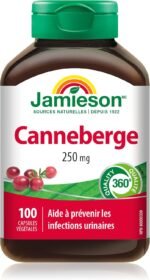 Jamieson Cranberry 250 mg Capsules, One Per Day, Provides UTI Protection. Vegetarian, Non-GMO, Gluten-Free, No Artificial Colours, Flavours, 100 Count, Proudly Canadian - Image 3