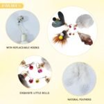 12 Pcs Cat Feather Toys, Cat Wand Attachments Cat Wands Replacement with Bell, Cats Toy Refills Feather Teaser Cats Toy Interactive Wand Toy for Playing Catcher and Exercising - Image 4