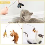 12 Pcs Cat Feather Toys, Cat Wand Attachments Cat Wands Replacement with Bell, Cats Toy Refills Feather Teaser Cats Toy Interactive Wand Toy for Playing Catcher and Exercising - Image 7