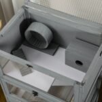 PawHut Wooden Hamster Cage with Storage Shelf, Large Rat Mouse Habitat Including Seesaw, Small Animal Cage with Sliding Tray, Wide Ramp for Racing, Running Wheel, 35.5" H - Image 9