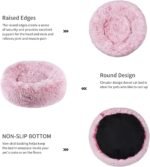 Donut Dog Bed, Cat Calming Bed Anti-Anxiety Round Fluffy Faux Plush Soft Warming Cushion Sofa Beds for Small Medium Large Dogs Cats Washable JD003 (20 inch, Gradient Rose Pink) - Image 3