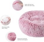 Donut Dog Bed, Cat Calming Bed Anti-Anxiety Round Fluffy Faux Plush Soft Warming Cushion Sofa Beds for Small Medium Large Dogs Cats Washable JD003 (20 inch, Gradient Rose Pink) - Image 4