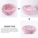 Donut Dog Bed, Cat Calming Bed Anti-Anxiety Round Fluffy Faux Plush Soft Warming Cushion Sofa Beds for Small Medium Large Dogs Cats Washable JD003 (20 inch, Gradient Rose Pink) - Image 5