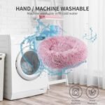 Donut Dog Bed, Cat Calming Bed Anti-Anxiety Round Fluffy Faux Plush Soft Warming Cushion Sofa Beds for Small Medium Large Dogs Cats Washable JD003 (20 inch, Gradient Rose Pink) - Image 6