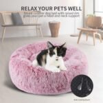 Donut Dog Bed, Cat Calming Bed Anti-Anxiety Round Fluffy Faux Plush Soft Warming Cushion Sofa Beds for Small Medium Large Dogs Cats Washable JD003 (20 inch, Gradient Rose Pink) - Image 8