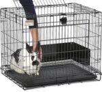 MidWest Homes for Pets Wabbitat Folding Rabbit Cage, 64cm x 47cm x 52cm, Includes 1.27cm per Square Floor Grid and Removable Plastic Tray, Black, Model 151 - Image 9