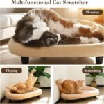 Cat Scratcher Bed, 19.7" Wide Large Cat Sofa with Scratching Pad for Indoor Cats, Flat Scratching Couch for All Seasons, Beige Color - Image 5