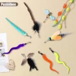 12Pcs Cat Wand Attachments, Multicolor Cat Toy Wand Refills with Bell, Various Styles Toys Cat Wand Replacement Feather Cat Toy Refills Cat Wand Replacement Refill for Indoors Playing - Image 5