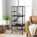 PawHut 53.5" H Ferret Cage, 4-Tier Rolling Rat Cage for Chinchillas, Rabbits, Squirrel, Small Animal Habitat with Bottom Storage Shelf, Removable Tray, 24" x 18" x 53.5", Black - Image 3